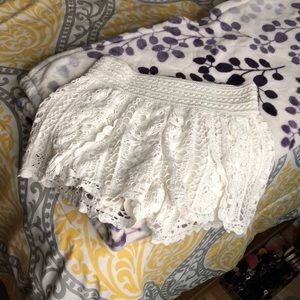 White lace shorts